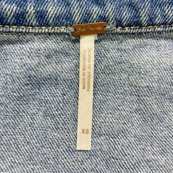 FREE PEOPLE Bedford Denim Crop Jacket Size XS Jean Cropped Boxy Dolman Batwing - Picture 4 of 14